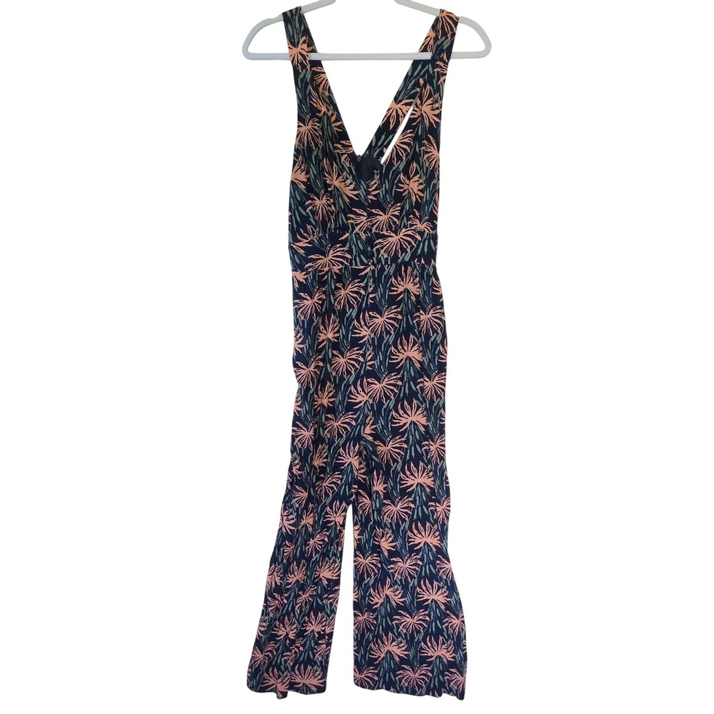 Madewell Oasis Palms Wide Leg Jumpsuit V Back Tropical Resort 6 Beachy Coastal - Picture 2 of 11